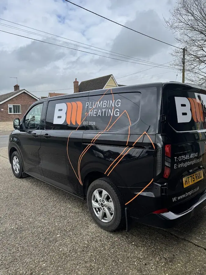 BM Plumbing + Heating branding